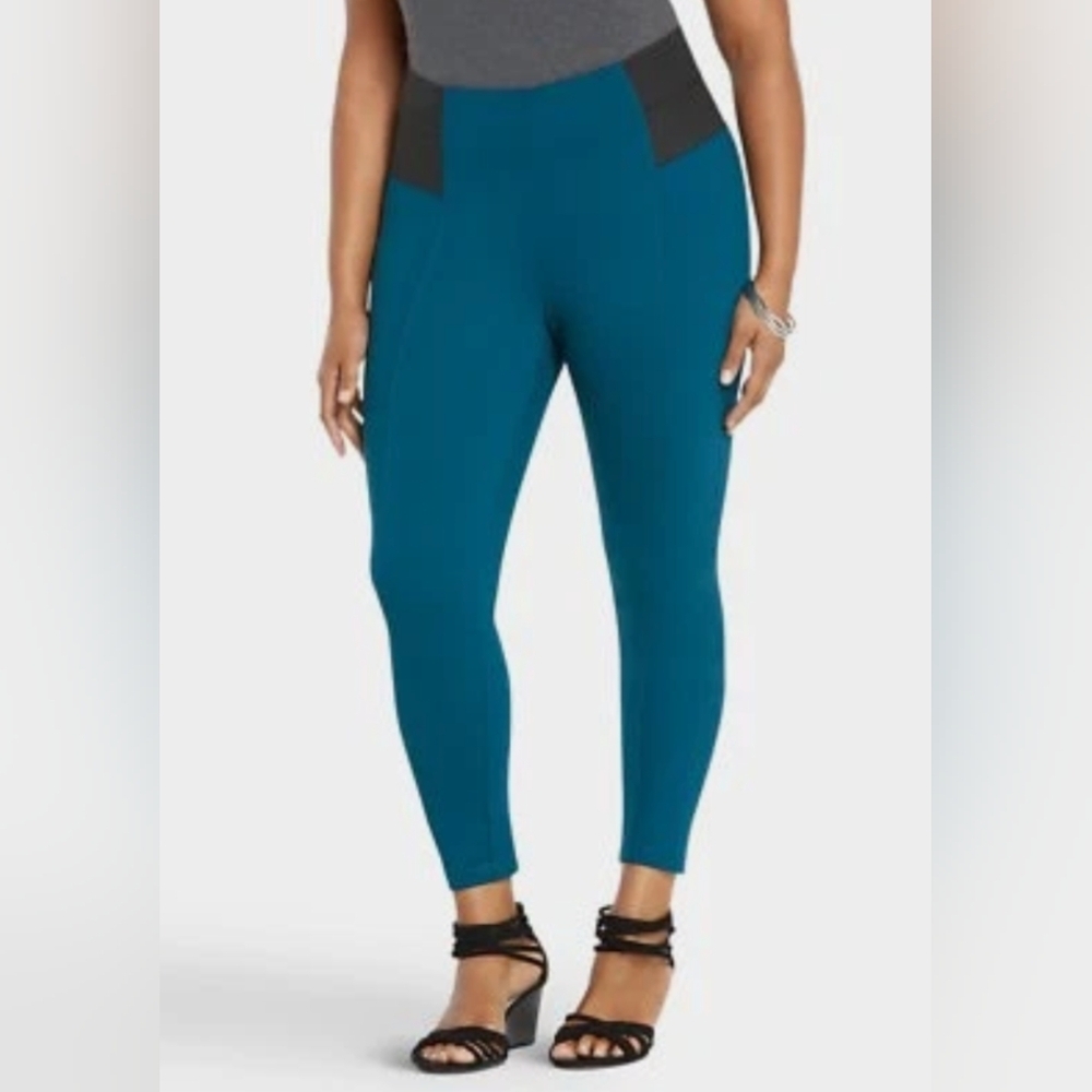 Torrid Stretch Waist Dark Teal Skinny Pull On Trousers